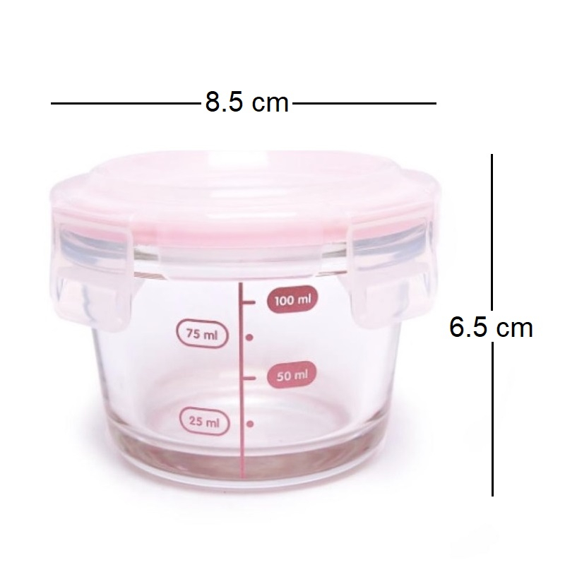 Little Dimple  130ml Glass Food Container Round Wadah Makanan Kaca Bayi di Kulkas