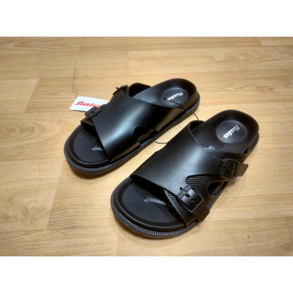 Sandal Slide Pria Bata Pata Pata Terbaru Sandal Selop Bahan Karet Awet Nyaman Warna Hitam dan Hjiau