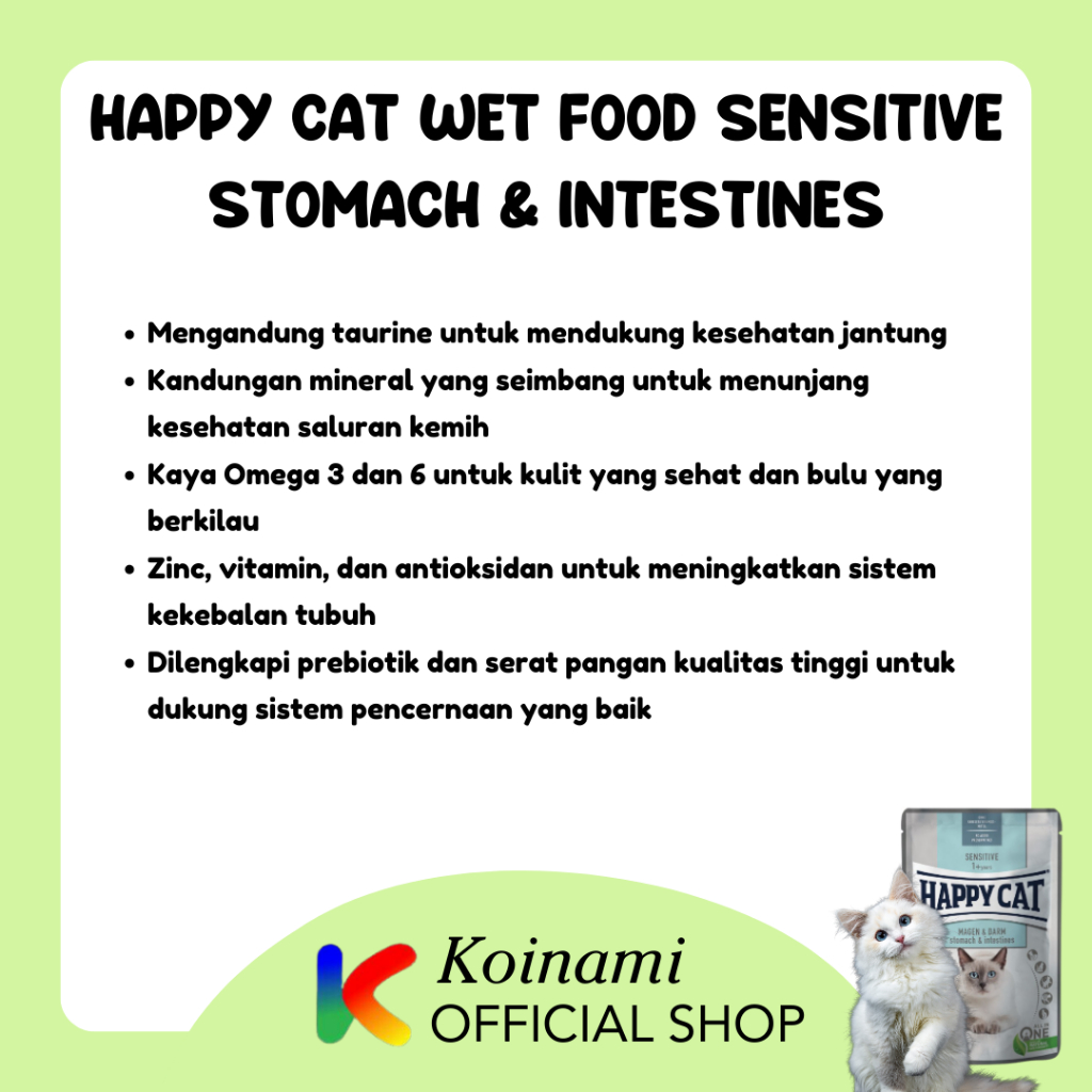 Happy Cat Wet Food 85 gr/ Sensitive Skin &amp; Coat / Sensitive Stomach &amp; Intestines / Makanan Kucing