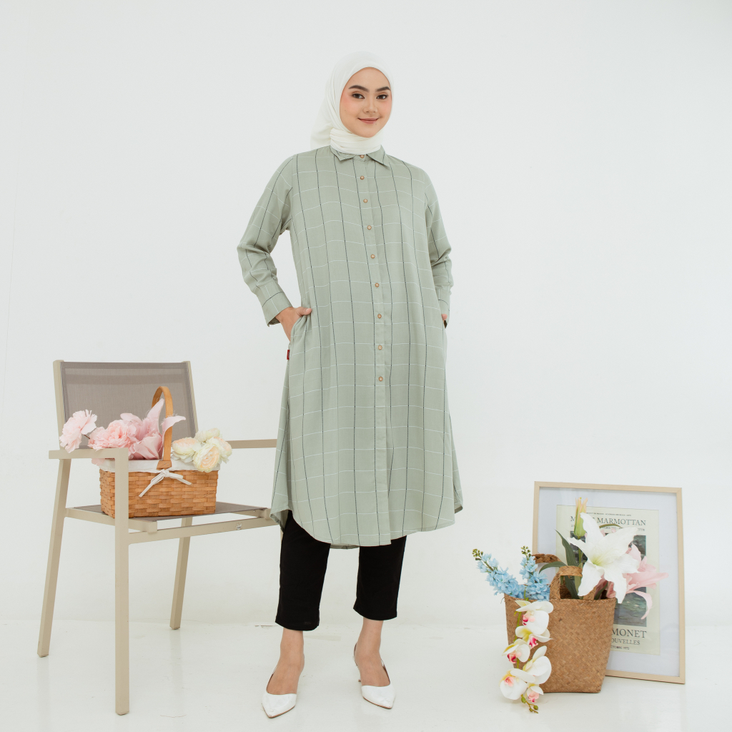 RILLEY - Tunik Hazel | Pakaian Wanita Muslim Atasan Tunik Midi Dress