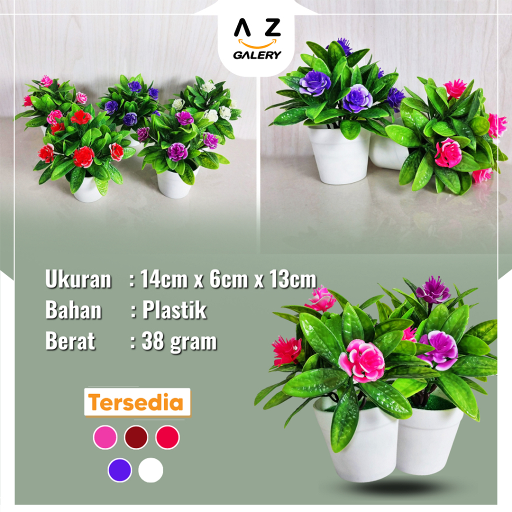 Tanaman Hias Plastik Mini Ornamen Pot Bunga Pajangan Dekorasi Rumah Artificial Flower Azgalery PBP59