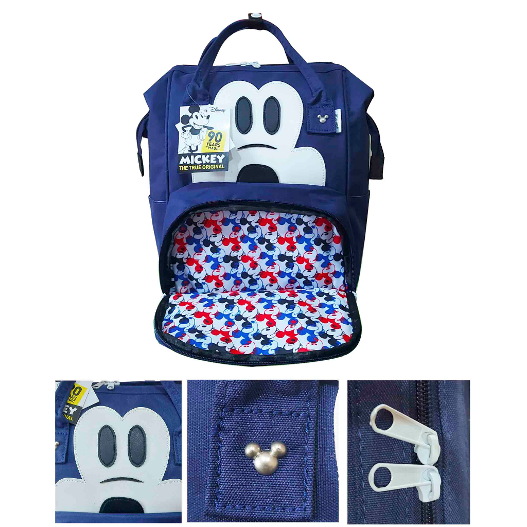 ANELLO Backpack Kombinasi Disney Mickey Motif Mata Good Quality / Tas Ransel Unisex Import