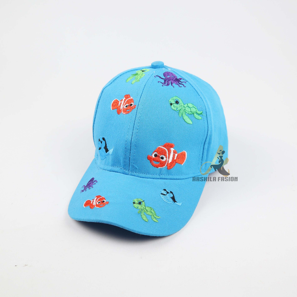 Topi Baseball Anak Laki Laki Perempuan Full Bordir Ikan