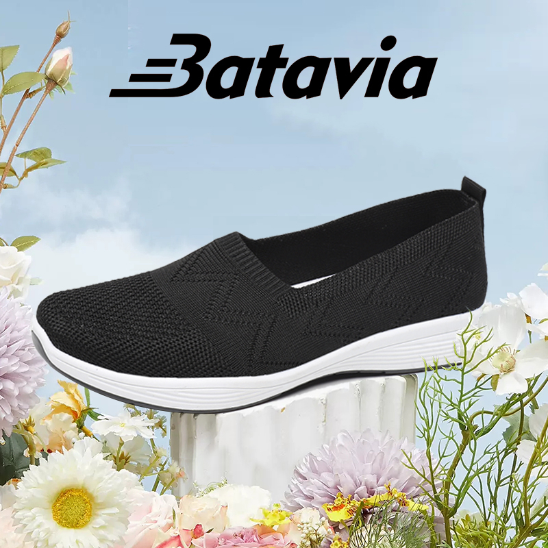Batavia 2023 sepatu wanita datar baru rajutan sepatu sepatu kasual sepatu dan sepatu puting cod mengenakan sol sepatu A164