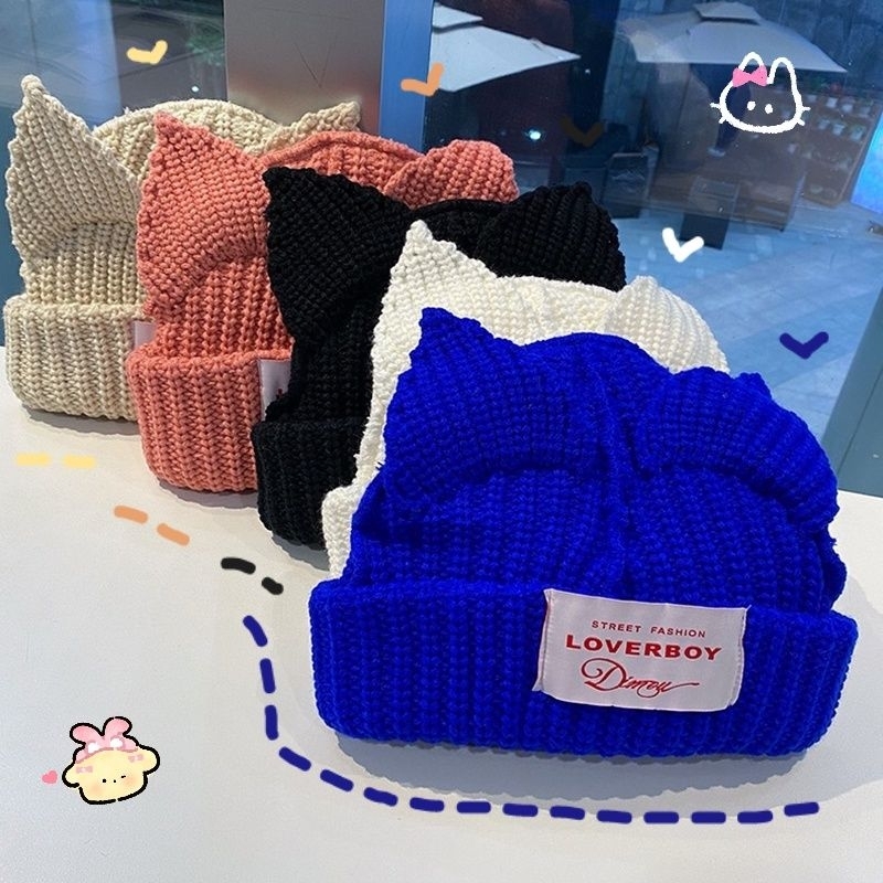 Topi rajut Loverboy korean style [free gift]