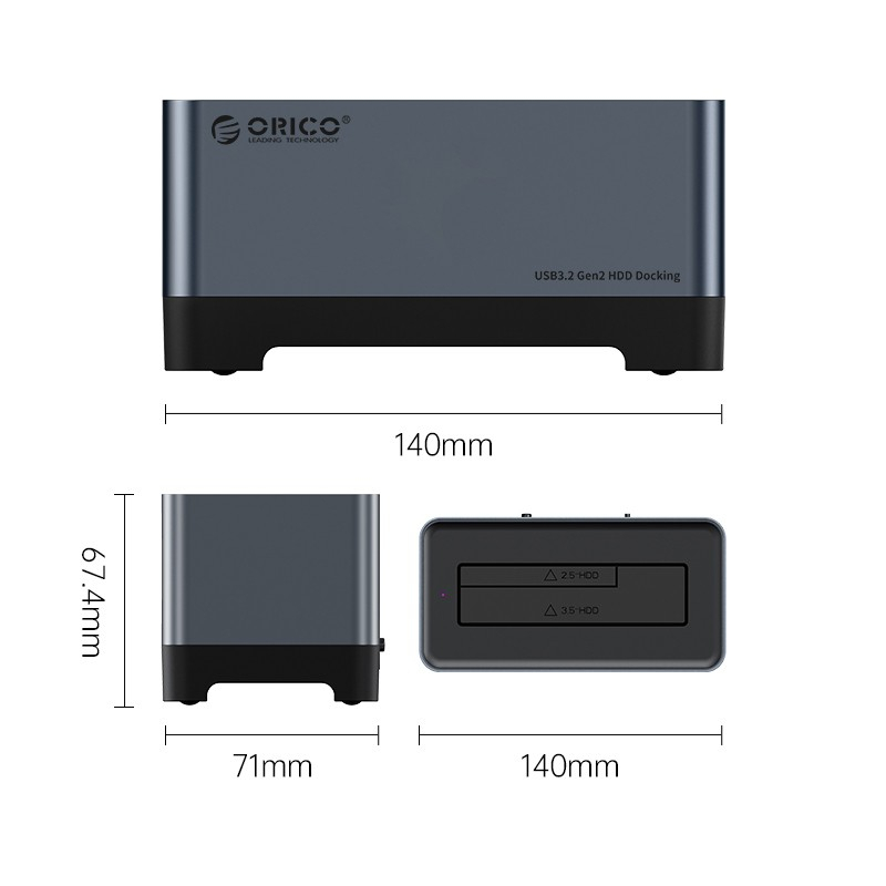 Docking ssd hdd orico 1 bay Slot 3.5&quot; 2.5&quot; sata type-c usb 3.2 10Gbps RGB 5818c3 5818-c3 - hard disk drive dock 2.5 3.5 inch sata3