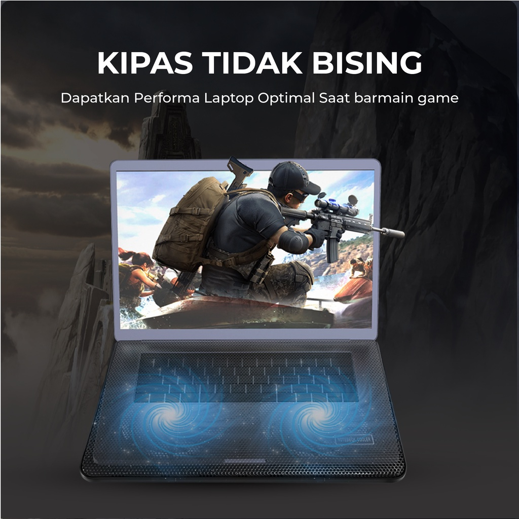 Coolerpad Laptop Gaming 2 Kipas Pendingin LED Cooling Pad Jertech KL-330 - XOBOX