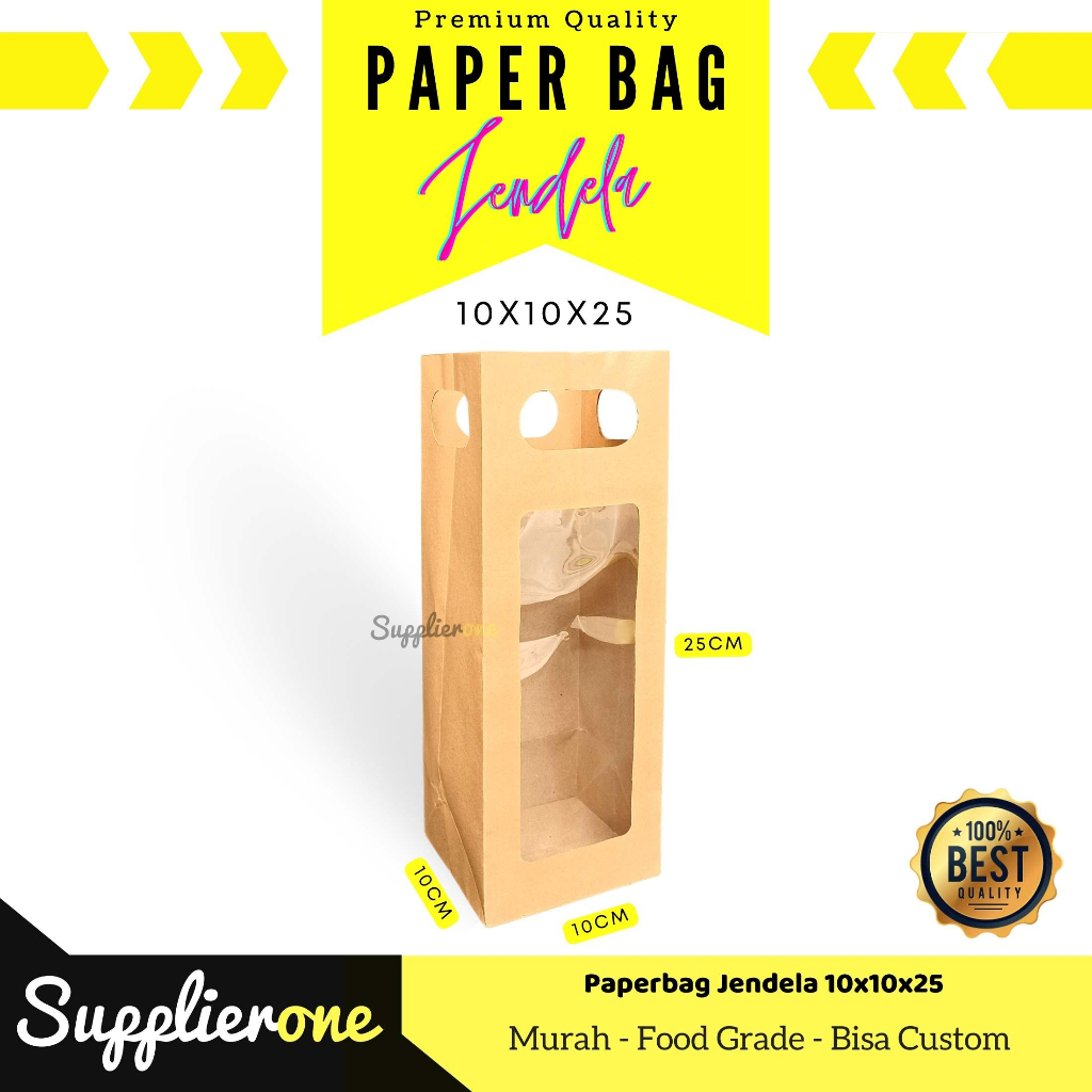 

Paper bag Jendela 10x10x25 Isi 12 Pcs / Kantong Kertas coklat / Paper Bag / Tas Makanan / Paper Bag Makanan / Paper Bag tas / Tas Kertas