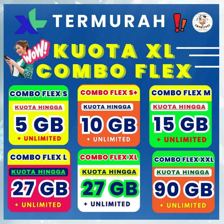 PROMO KUOTA XL PAKET DATA XL COMBO FLEX 5GB 10GB 15GB 27GB 90GB FULL 24 JAM 30 HARI MURAH