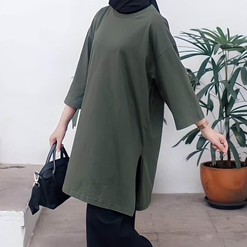 Kaos Basic Oversize Wanita Korean Lengan 7/8