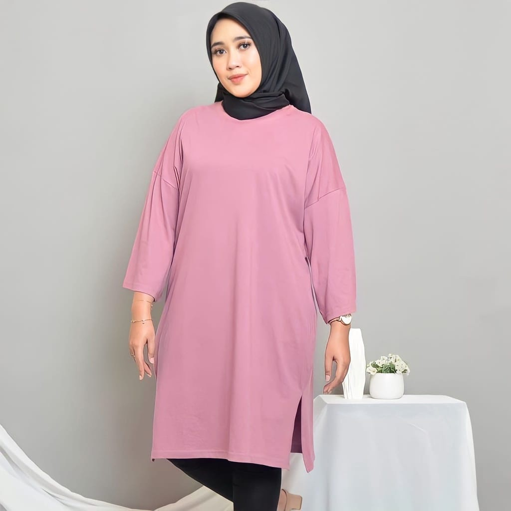 Kaos Oversize Wanita Jumbo Tunik Polos