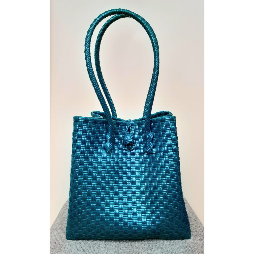 TAS JALI PREMIUM - TAS ANYAMAN GREEN BOTTLE MODEL BIG TOTE BAG SIZE M