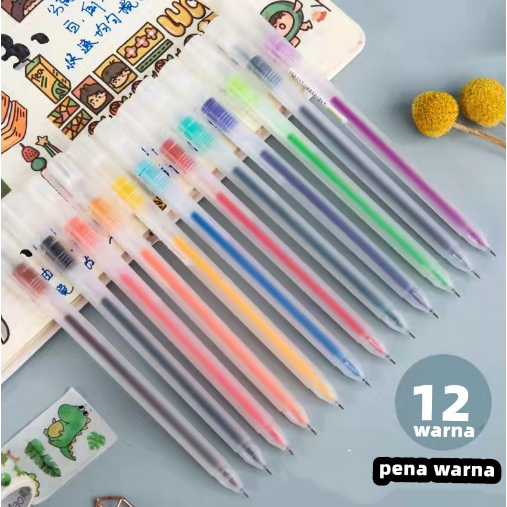 

Color Gel Pen / Pulpen Gel 12 Warna / Needle Tip 0.5mm / Pulpen Gel