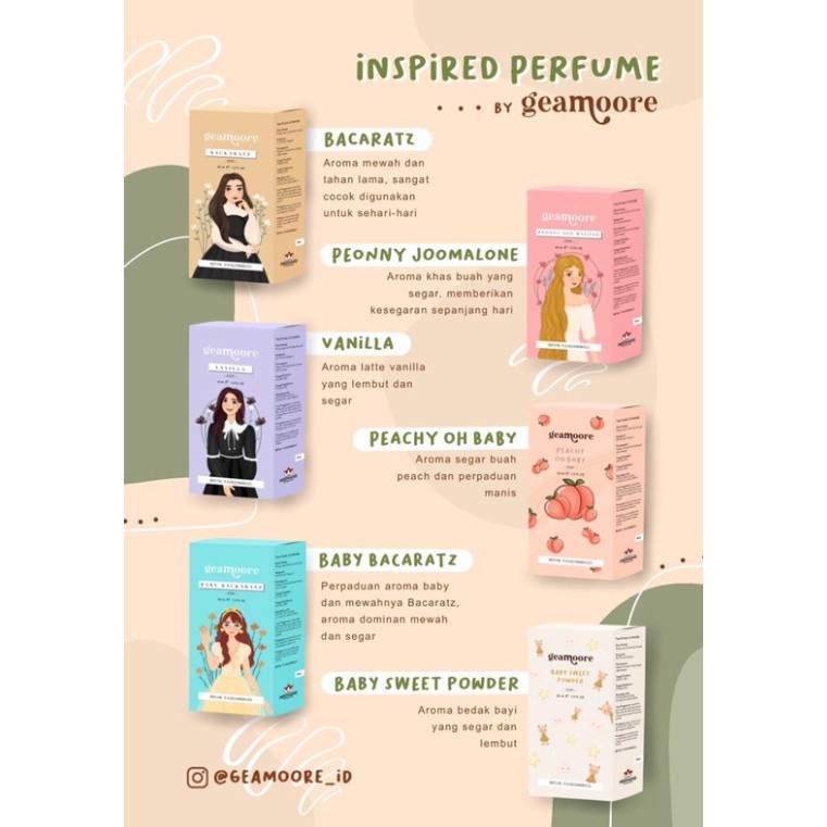 Geamoore [COD] Inspired Perfume 6ml 30ml Botol Roll On Parfum Body Mist BPOM Free Bubble Wrap