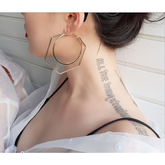 Anting Titanium Besar Elegan Wanita Warna Emas muda anti karat dewasa  model korea style