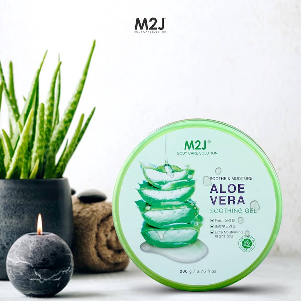 Qeila - M2J Aloe vera 99,9% Soothing Gel 200gr | Ready Stock