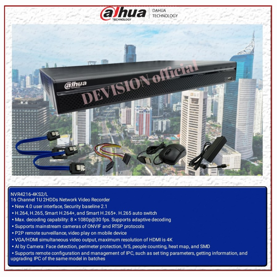 Nvr 16 Channel Dahua Nvr4216-4KS2/L