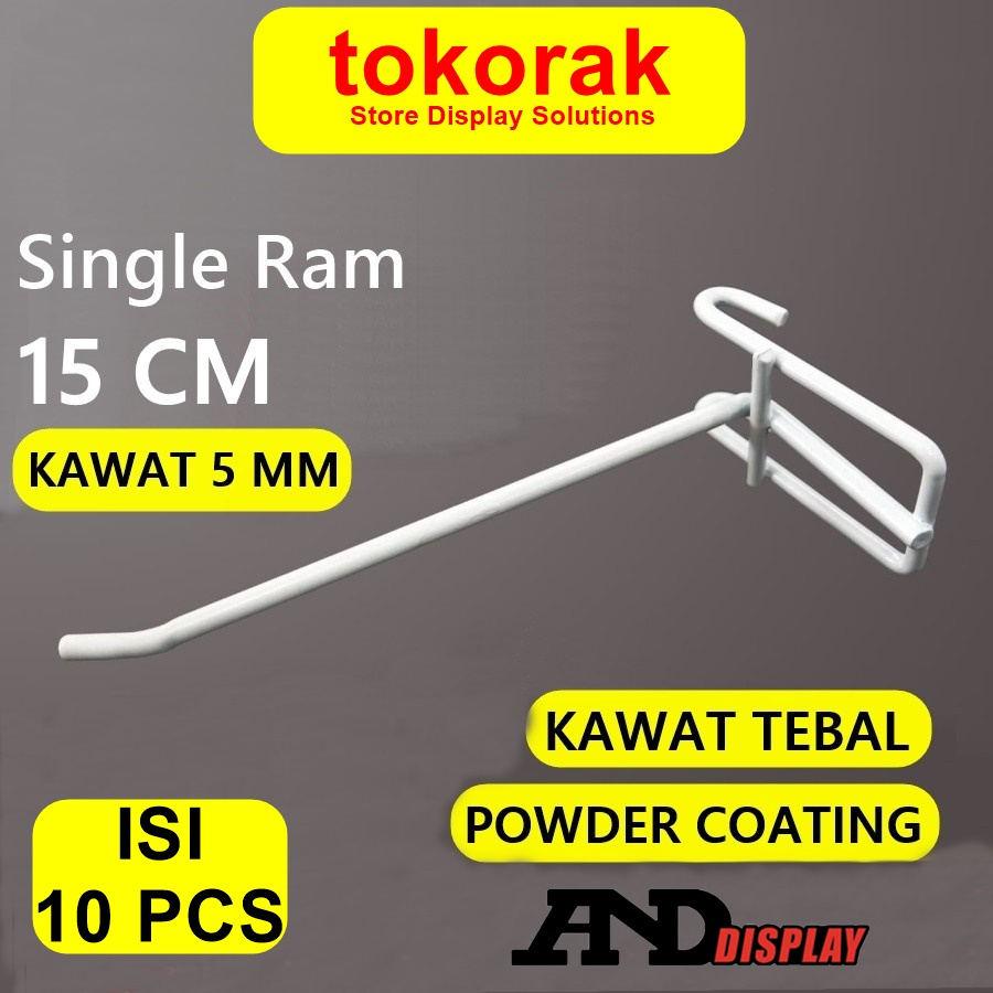 SINGLE RAM 15 CM PUTIH TEBAL GANTUNGAN CANTOLAN RAM AKSESORIS DISPLAY ANDDISPLAY