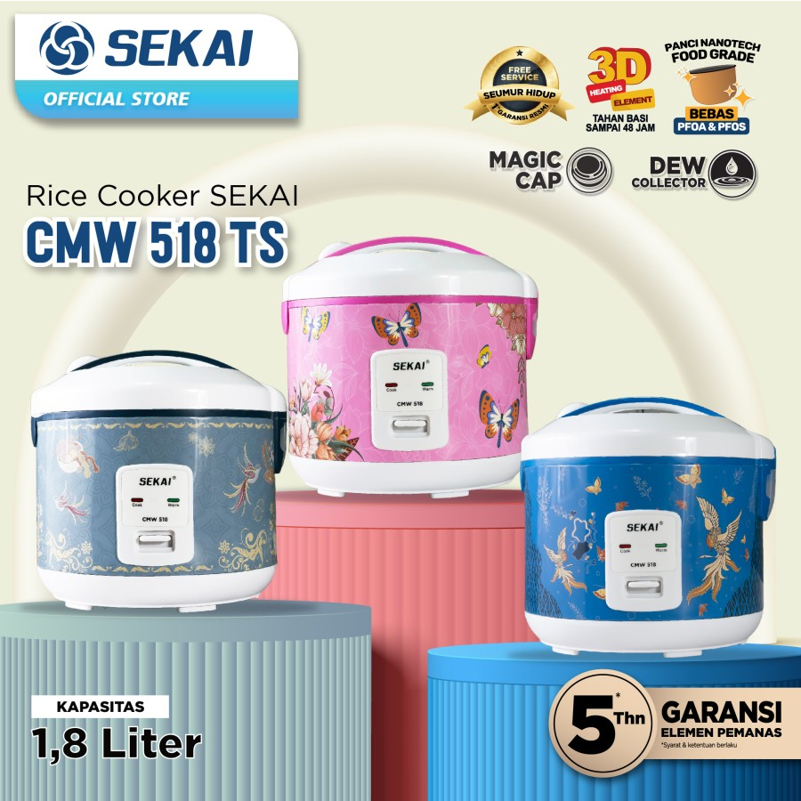 Sekai Rice Cooker 1,8 Liter Penanak Nasi Magic Com Penghangat Nasi 3in1 CMW 520