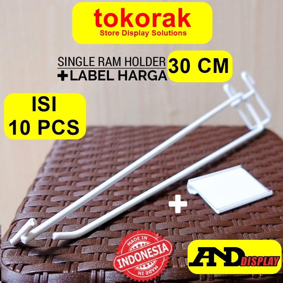 SINGLE RAM HOLDER 30CM + LABEL HARGA 6CM CANTOLAN GANTUNGAN PRICE TAG ANDDISPLAY