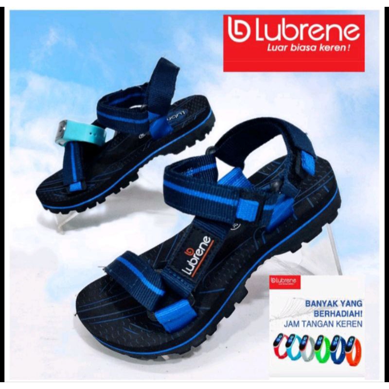 LUBRENE Sendal Gunung Anak Pria Cowok Karet Anti Slip Sandal Berhadiah Jam Tangan Digital Original B