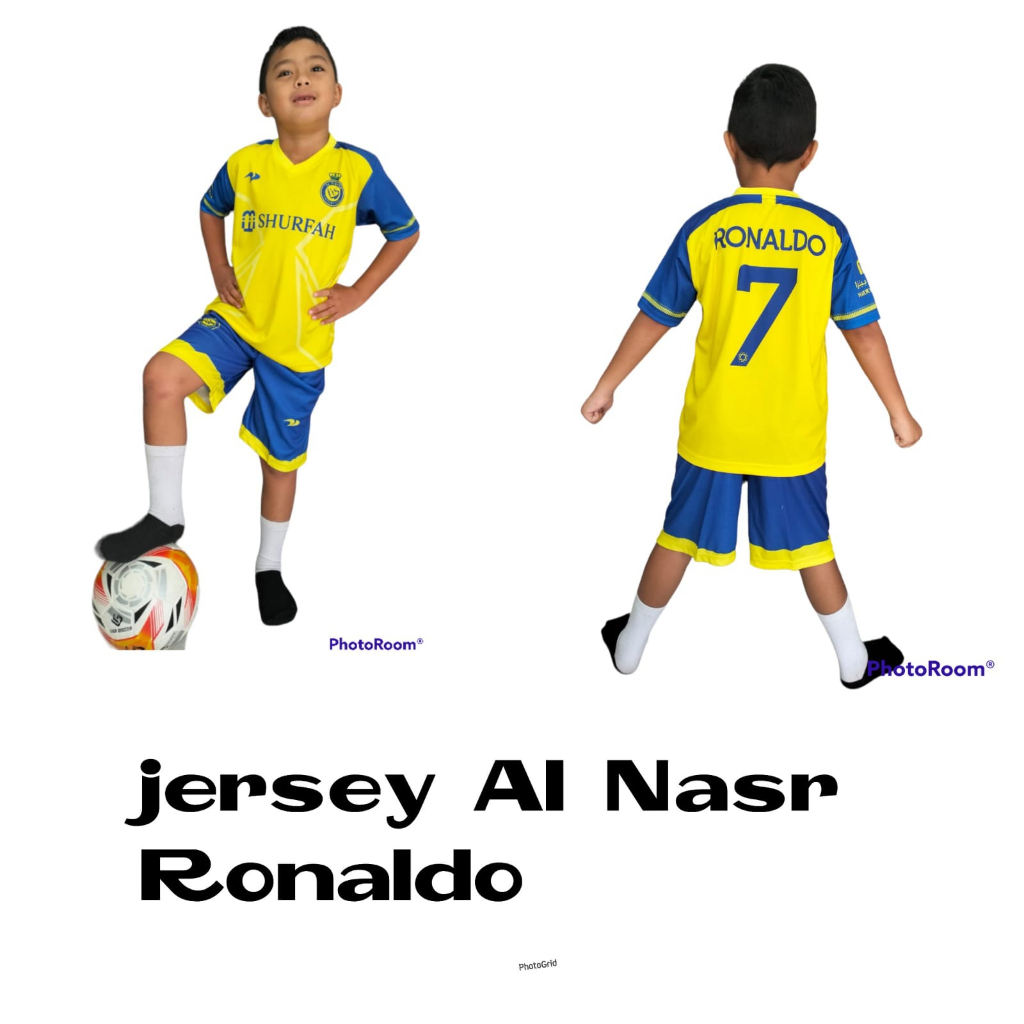 SETELAN JERSEY RONALDO JERSEY AL NASSR /SETELAN JERSEY BOLA PRANCIS UNTUK ANAK UMUR 5-13THN/