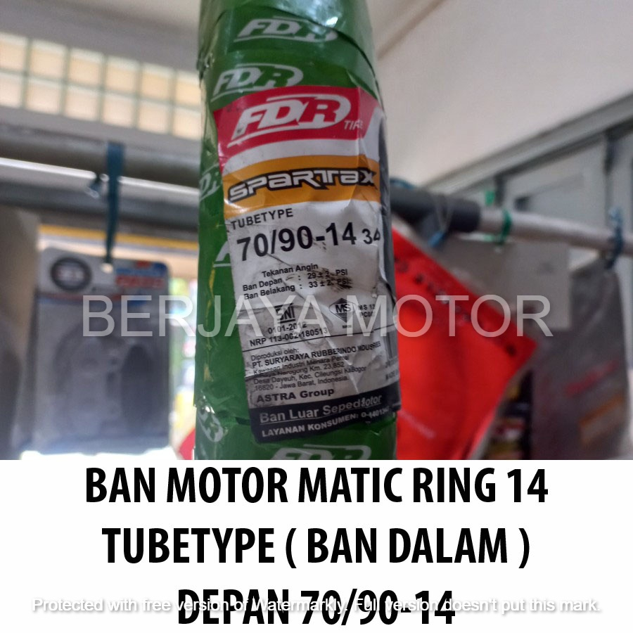 BAN MOTOR MATIC RING 14 FDR SPARTAX 70/90-14 TUBETYPE BAN MOTOR DEPAN MATIC