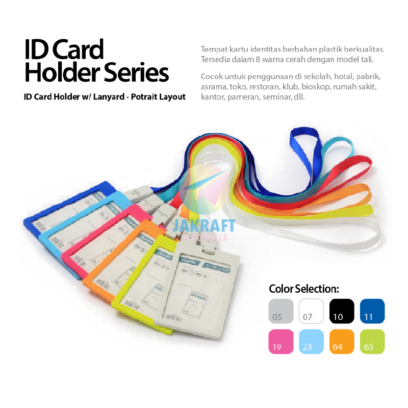 

(1 Set) ID Card Holder + Tali BANTEX 8865 Potrait Name Tag Lanyard (54 x 90 mm) Koleksi Warna Lengkap