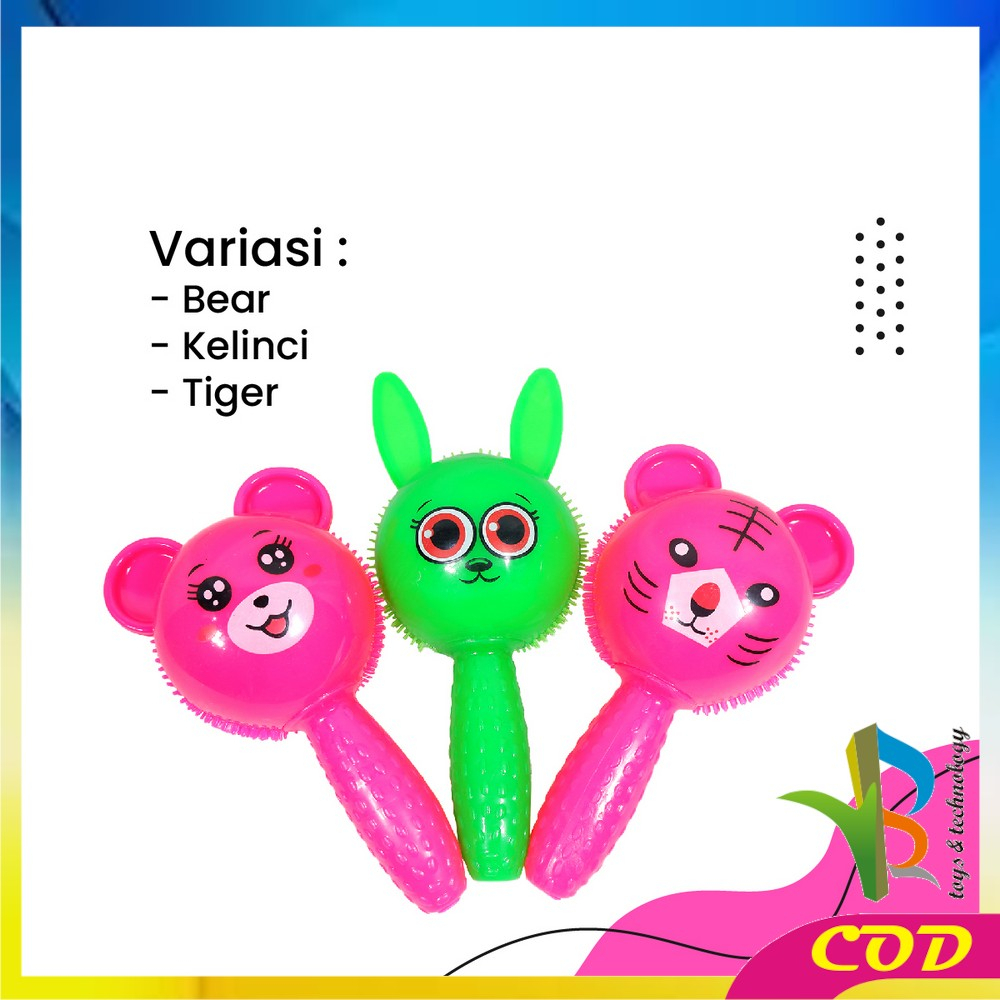 RB-M315 Mainan Bayi Rattle Rubber Stick Toys Boneka Lampu dan Bunyi / Maenan Anak Boneka Gigitan Bayi Rattle Stick Kerincingan