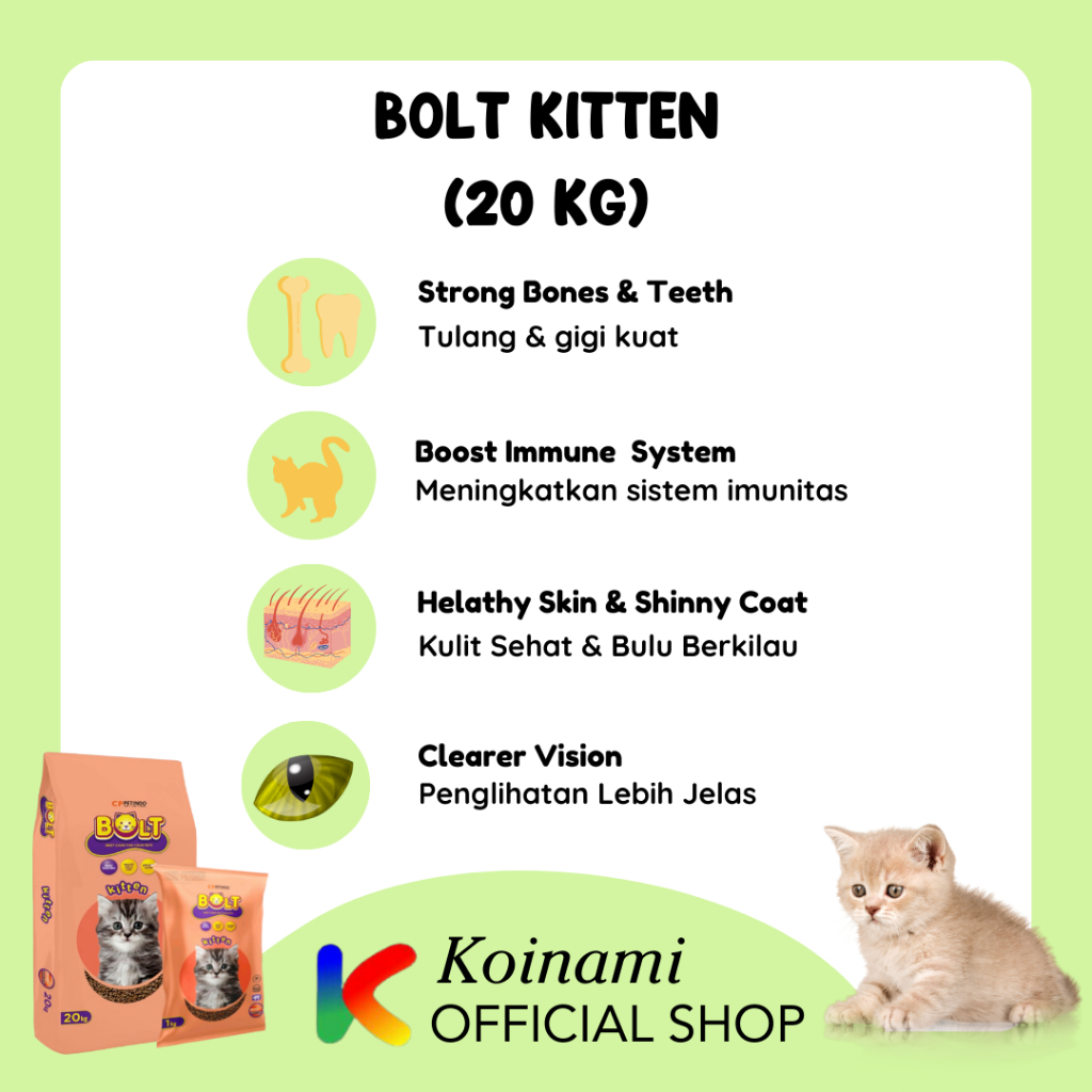 BOLT KITTEN 20 KG / MAKANAN KUCING