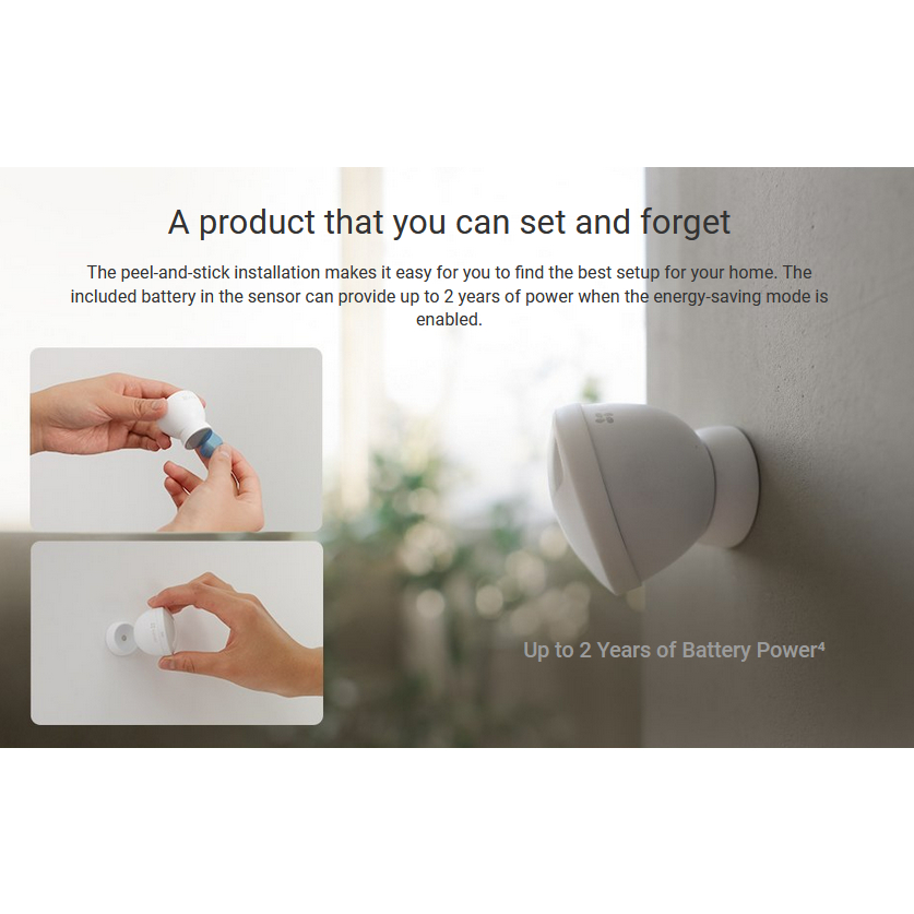 EZVIZ T1C PIR HUMAN MOTION MINI SENSOR PEEL AND STICK INSTALLATION