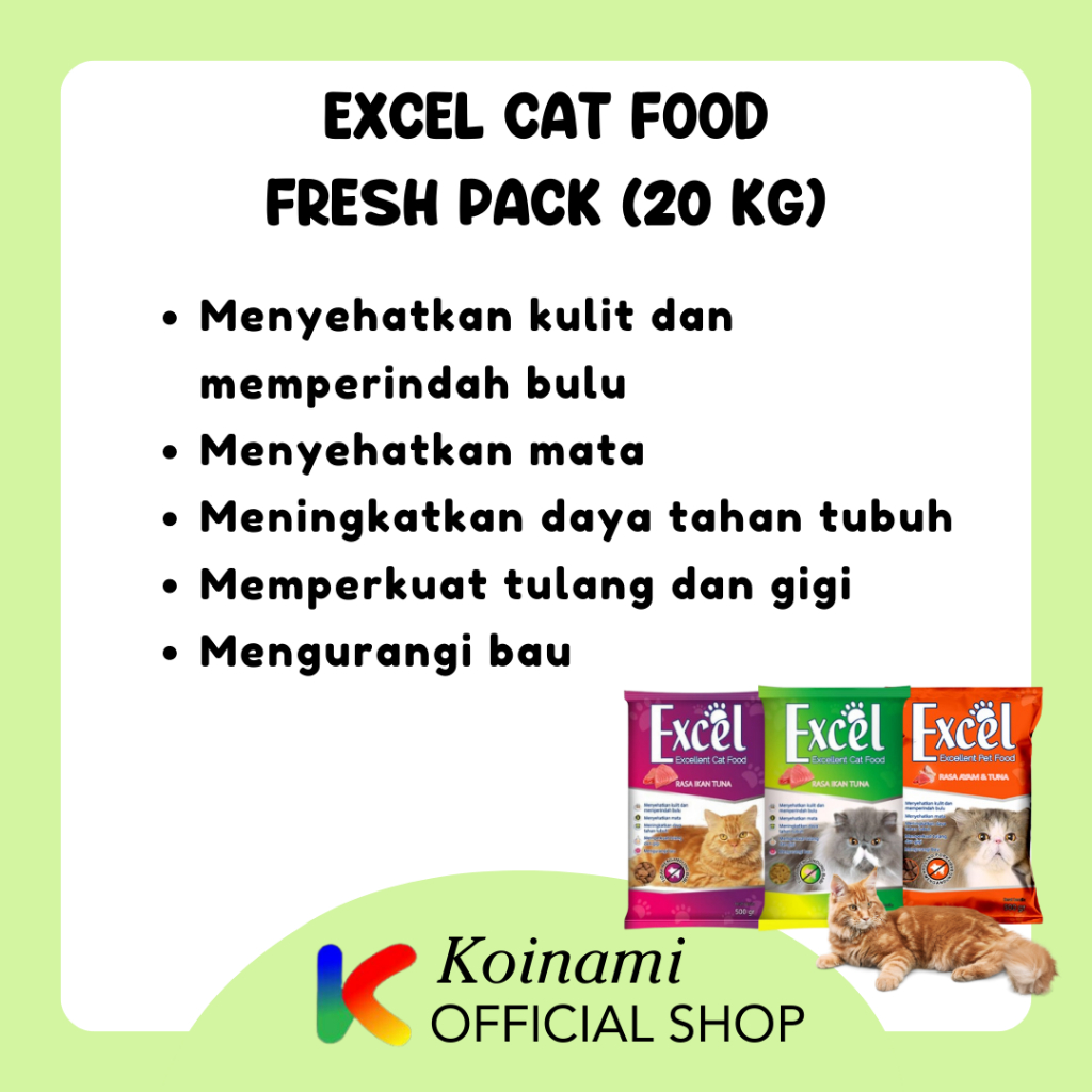 Excel Makanan Kucing Freshpack 20kg / Excel Tuna / Excel Ayam Tuna / Excel Cat Food / GOSEND