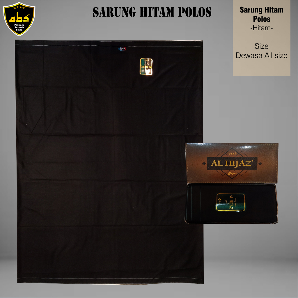 Sarung Tenun Halus Al Hijaz Spesial Motif Hitam Polos Super Perlengkapan Sholat Pria Wanita Dewasa