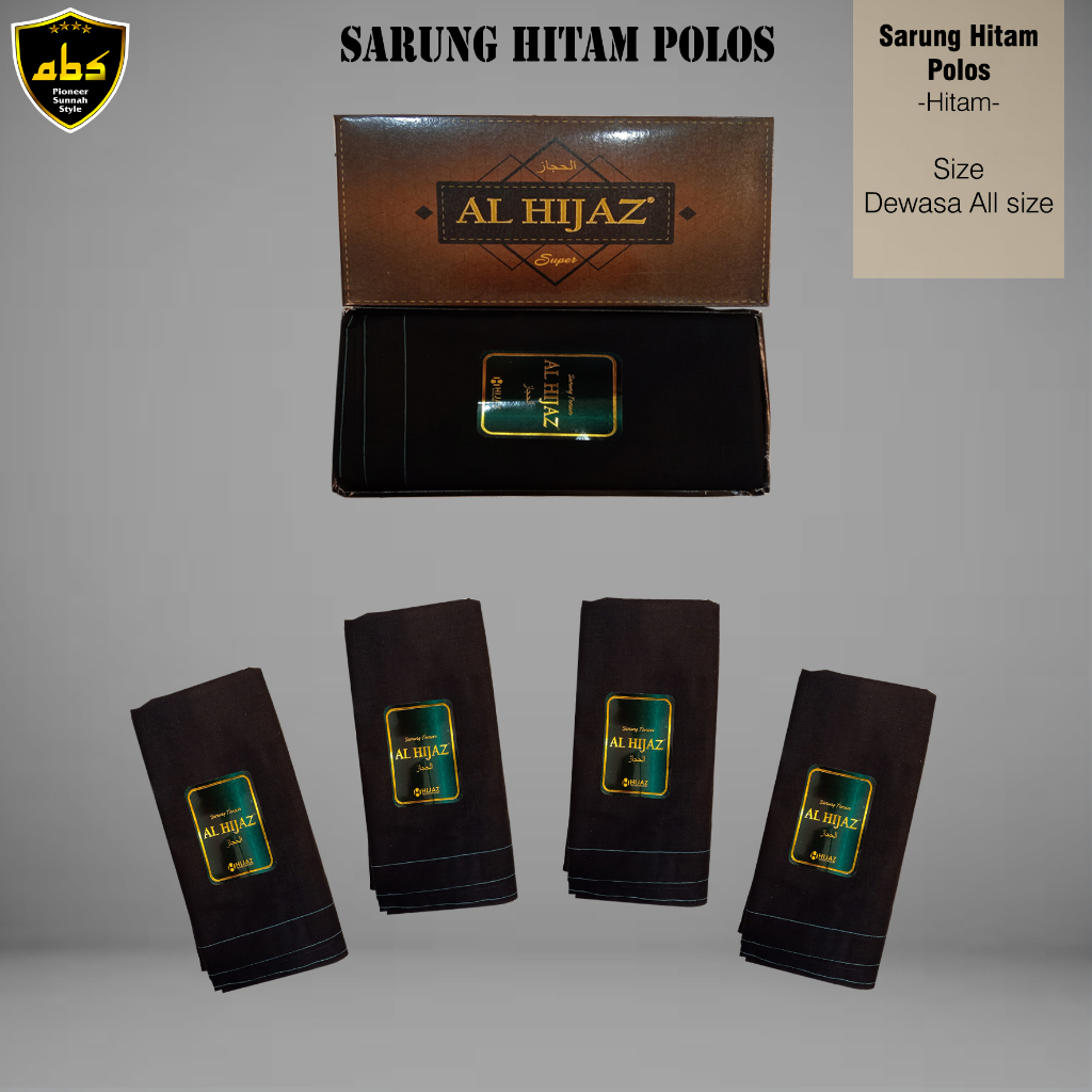 Sarung Tenun Halus Al Hijaz Spesial Motif Hitam Polos Super Perlengkapan Sholat Pria Wanita Dewasa