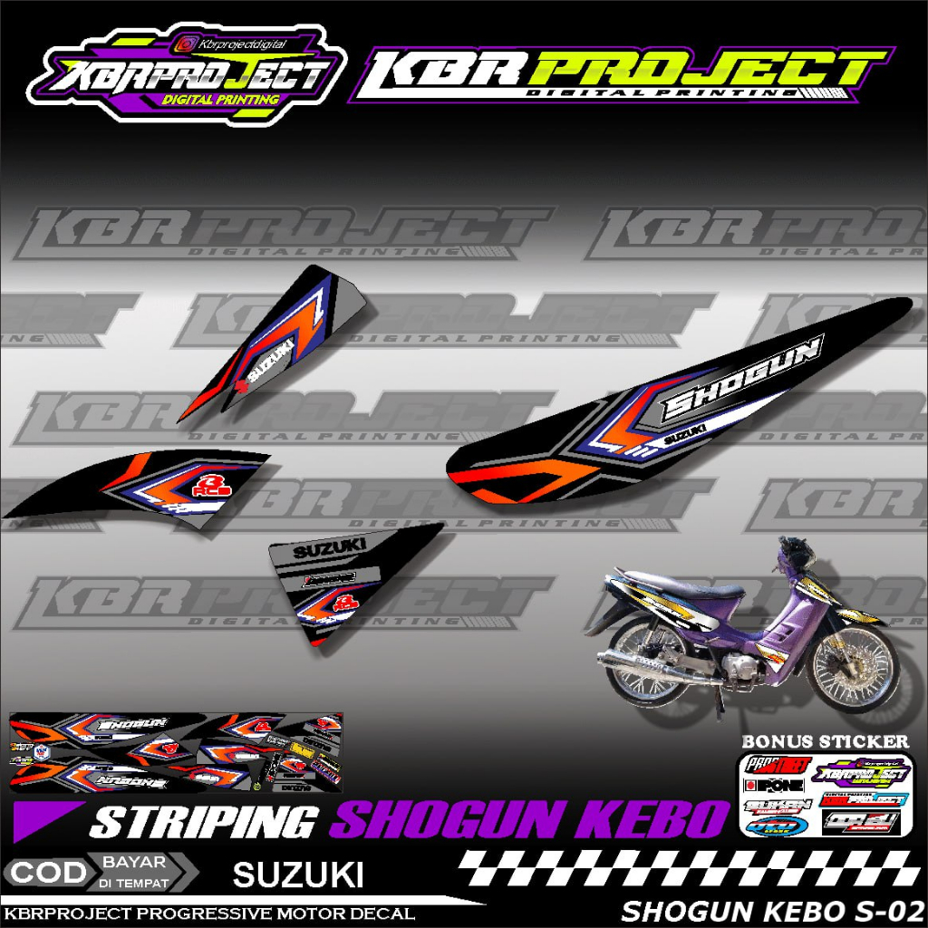 SHOGUN KEBO STIKER MOTOR KEREN Stiker Striping Lis Variasi Motor SUZUKI Racing S.02 TRANSPARAN Cod