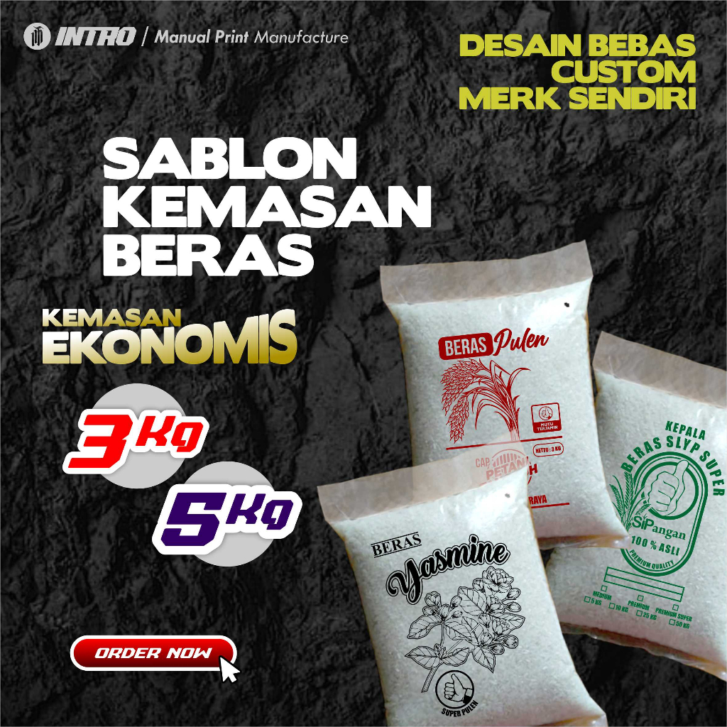 PLASTIK BERAS CUSTOM SABLON 3 KG dan 5 KG