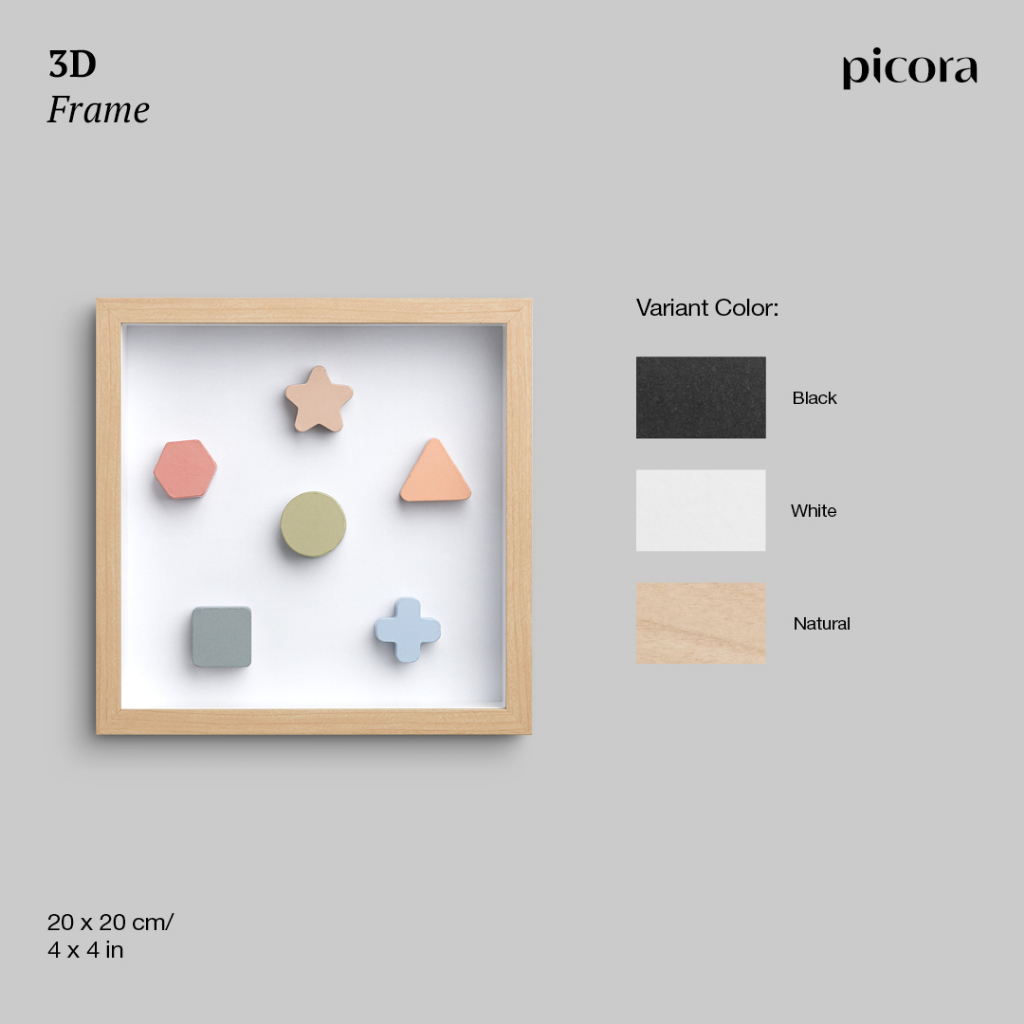 PICORA 3D Frame 20x20cm Gift Bingkai Foto Kado Scrapbook Mahar