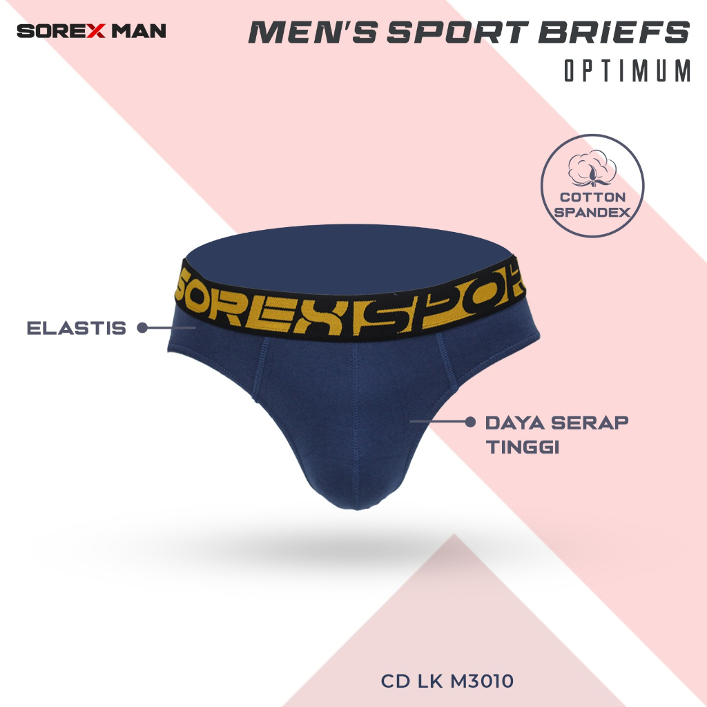 Best (1 Kotak isi 3 Pcs) Sorex Cd Mens Sport Briefs Cd Lk M 3010