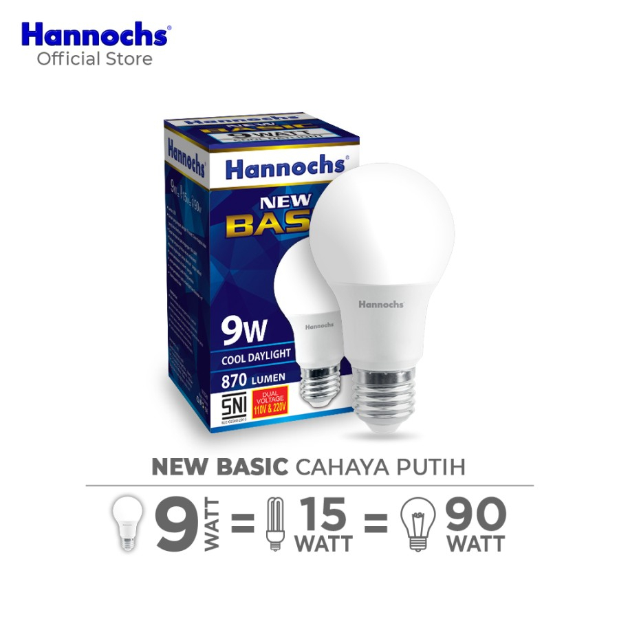 Lampu Led Hannochs Basic 9 Watt Cahaya Putih