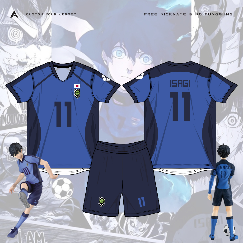 Jersey Futsal Cosplay Anime Blue Lock Eleven Bola Manga