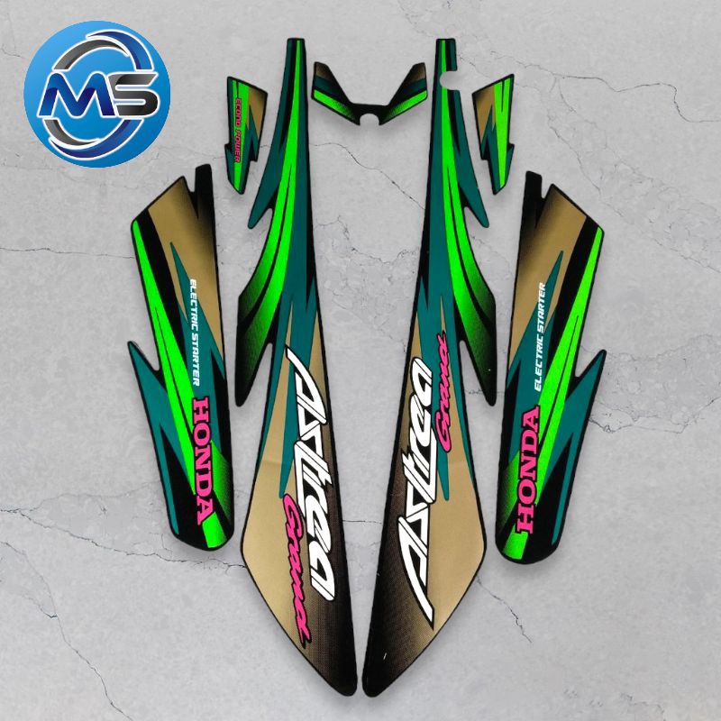 Stiker Striping Motor Astrea Grand 97 Hijau Sticker Lis Body Standar