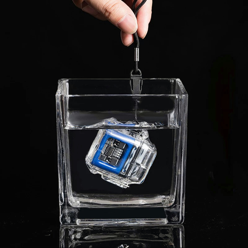 YUN Mall Korek Api Elektrik Fingerprint Touch Sensor LED Display HY6051 Transparan Shell Tahan Air Pulsa Elektronik Lebih Ringan Outdoor Tahan Angin Tahan Air Arc Pemantik Rokok