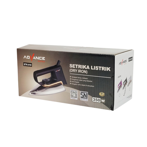 Advance Setrika Listrik (Dry Iron) Anti Lengket STK510 Hemat Listrik 350 Watt - Garansi Resmi 1 Tahun