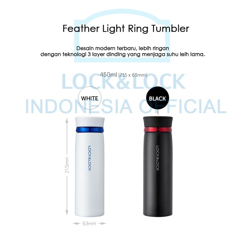 Lock&amp;Lock Feather Ring Vacuum Tumbler 450ml Termos Air Minum Hot and Cool Lock and Lock Lock n Lock  Lock n Lock Lock &amp; Lock