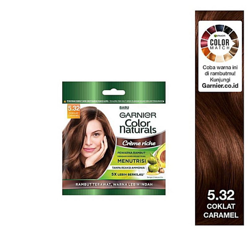 warna rambut Garnier Coklat Caramel 5.32