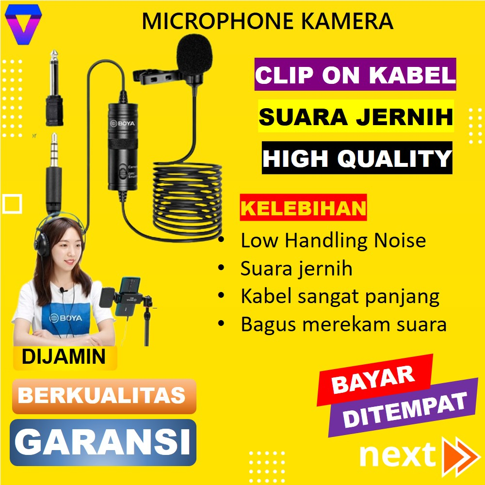 MICROPHONE YOUTUBER CLIP ON MICROPHONE CONDENSER KABEL PANJANG HIGH QUALITY CLIP ON BOYA JS185