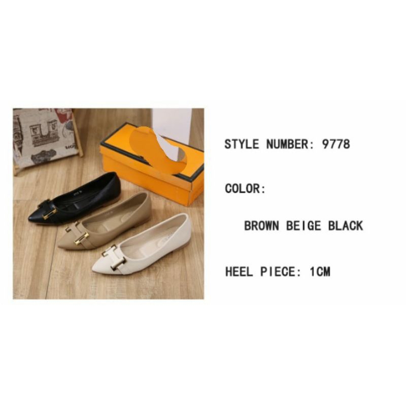 Flat Shoes kulit import kode 9778(Upsize)