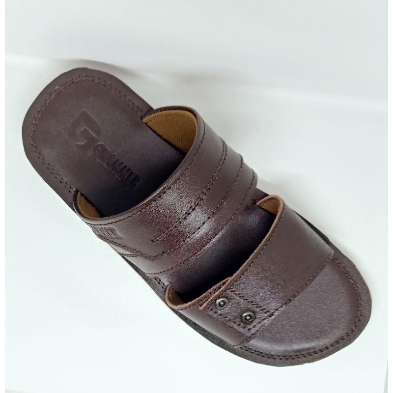 Sandal Slide Ban 2 Pria Bahan Full Kulit Asli SL05 Grammer