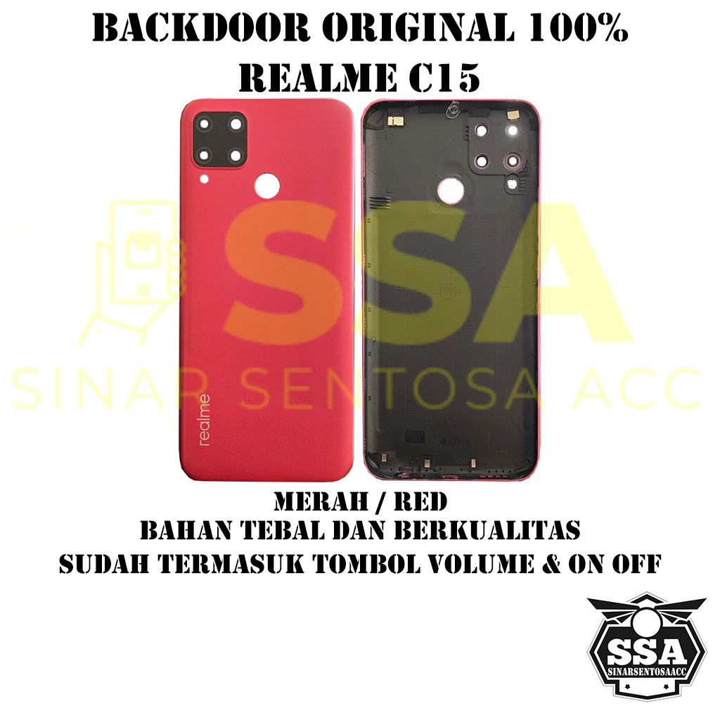 Backdoor Original 100% Realme C15 Tutup Baterai Tutup Belakang Backcover Back cover Real Me C 15 RealmeC15