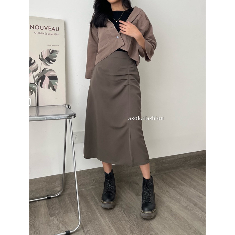 ASOKA Mira Skirt 1915 - A-Line Midi Skirt - Rok Wanita - Korean Skirt